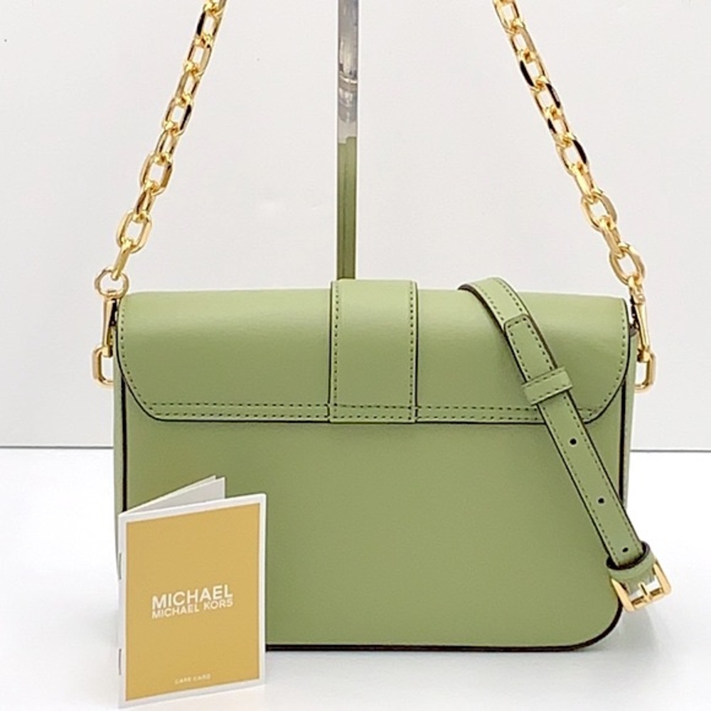 MICHAEL KORS CARMEN MEDIUM CONVERTIBLE SHOULDER BAG LIGHT SAGE COLOR - Picture 3 of 16
